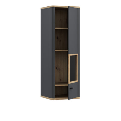 Klara Display Cabinet with 1 Glass Door in Grey and Oak – FTG, view 3