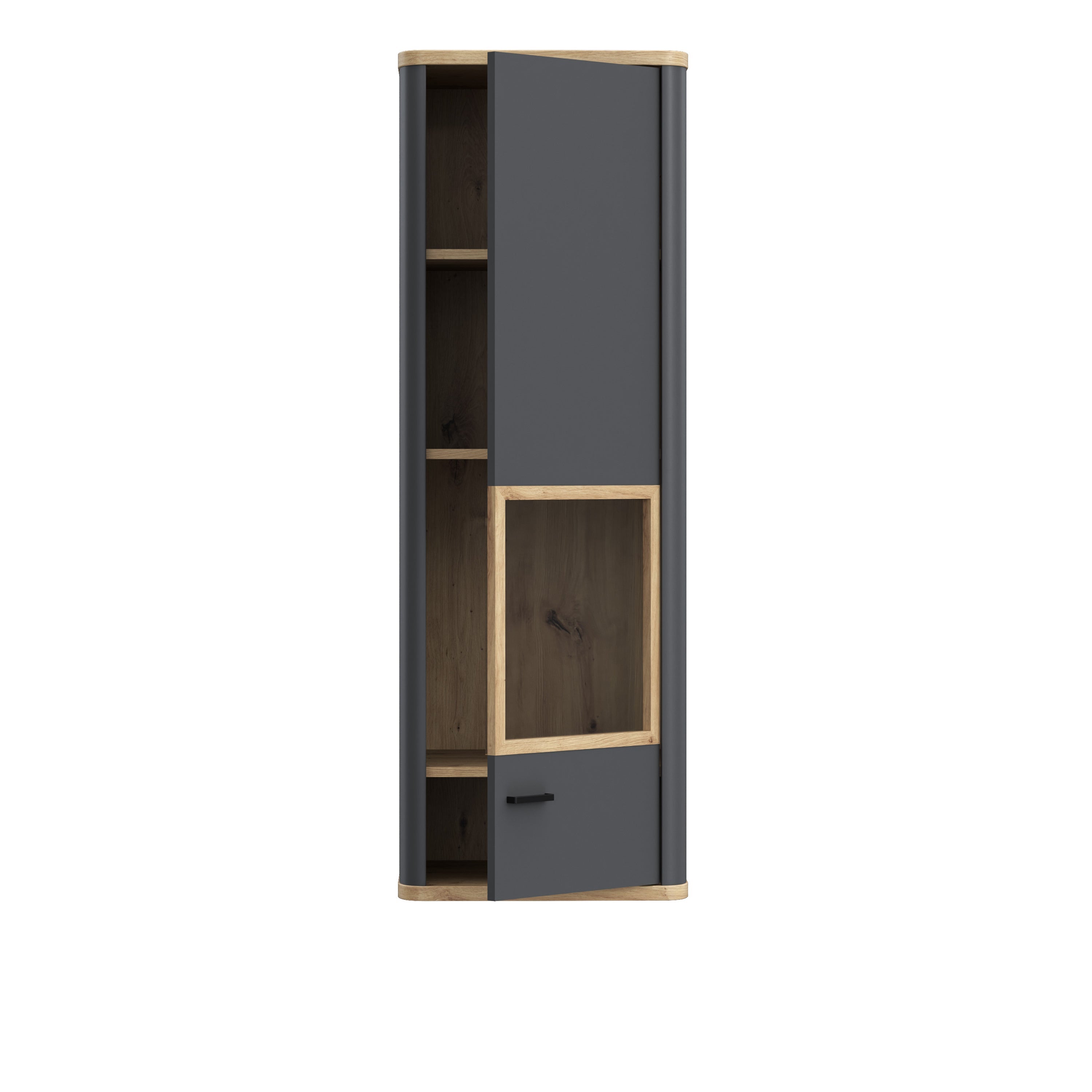 Klara Display Cabinet with 1 Glass Door in Grey and Oak – FTG, view 4