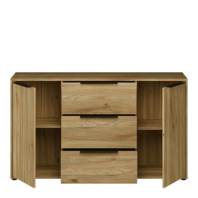Orkney 3 Drawer Sidebaord with 2 Doors in Mauvella Oak