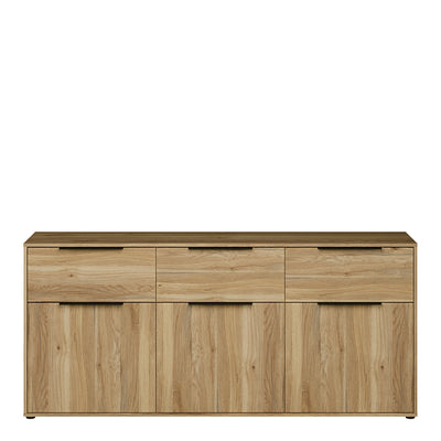 Orkney 3 Drawer Sideboard with 3 Doors in Mauvella Oak
