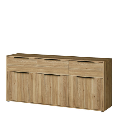Orkney 3 Drawer Sideboard with 3 Doors in Mauvella Oak