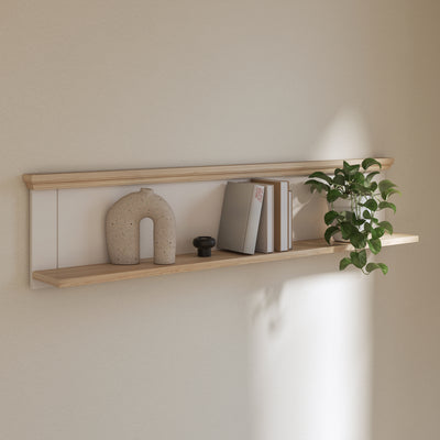 Pontypool Wall Shelf in White and Riva Oak