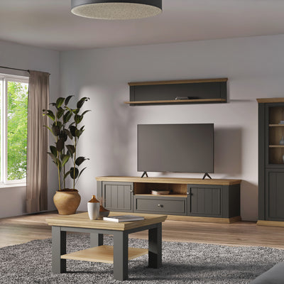 Pontypool Wall Shelf in Grey and Mauvella Oak