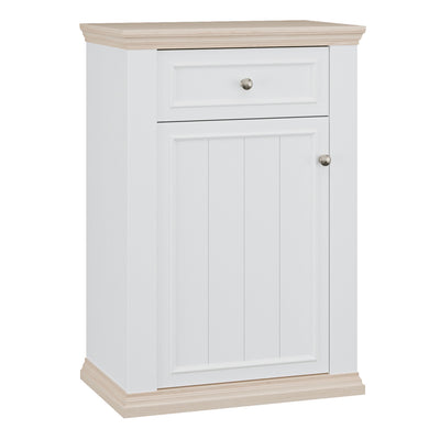 Pontypool Shoe Cabinet with Drawer in White and a Riva Oak