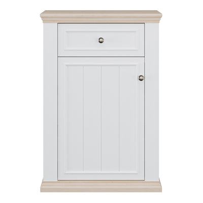 Pontypool Shoe Cabinet with Drawer in White and a Riva Oak
