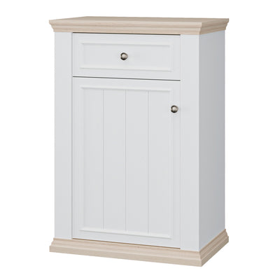 Pontypool Shoe Cabinet with Drawer in White and a Riva Oak