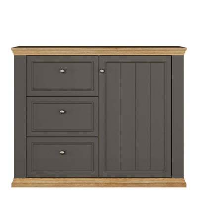 Pontypool 3 Drawer & 1 Door Sideboard in Grey and Mauvella Oak