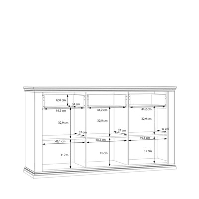 Pontypool 3 Drawer & 3 Door Sideboard in White and Riva Oak
