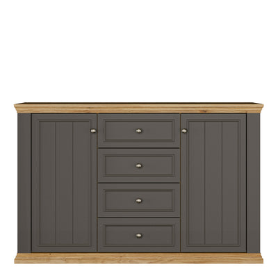Pontypool 4 Drawer & 2-Door Sideboard in Grey and Mauvella Oak