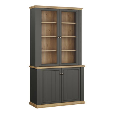 Pontypool 4 Door Display Cabinet in Grey and Mauvella Oak