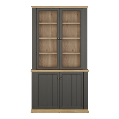 Pontypool 4 Door Display Cabinet in Grey and Mauvella Oak