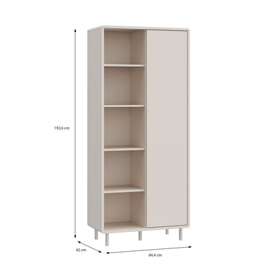 Playly Tall Storage Cabinet with Door/Open Shelving in Sand