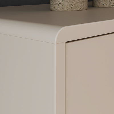 Playly Tall Storage Cabinet with Door and Concealed Open Shelving in Sand