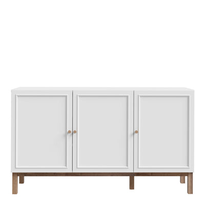 Wensley 3 Door 1 Drawer Sideboard in Light Grey and Oak – FTG, view 2