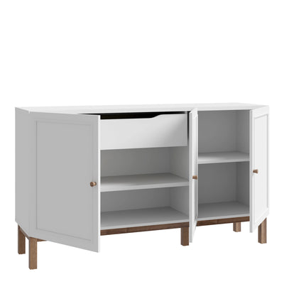 Wensley 3 Door 1 Drawer Sideboard in Light Grey and Oak – FTG, view 3