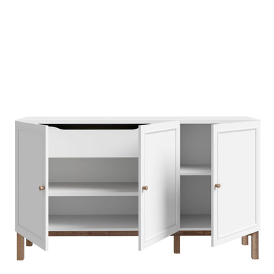 Wensley 3 Door 1 Drawer Sideboard in Light Grey and Oak – FTG, view 4