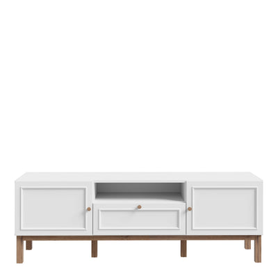 Wensley 2 Door 1 Drawer TV Unit in Light Grey and Oak – FTG, view 2