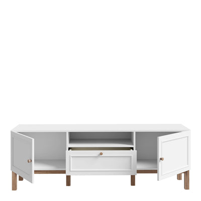 Wensley 2 Door 1 Drawer TV Unit in Light Grey and Oak – FTG, view 4