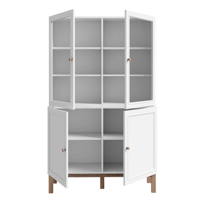 Wensley Display Cabinet with 2 Doors and 2 Glass Doors in Light Grey and Oak inc LED Lighting – FTG, view 4