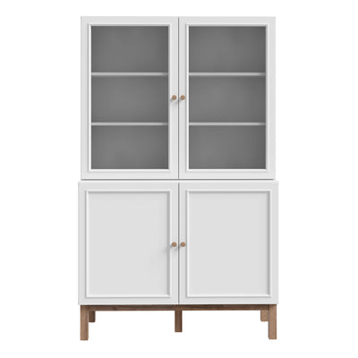 Wensley Display Cabinet with 2 Doors and 2 Glass Doors in Light Grey and Oak – FTG, view 2