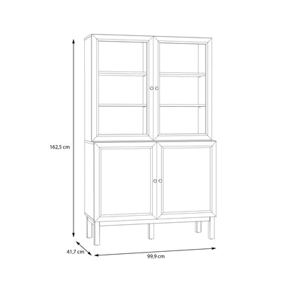 Wensley Display Cabinet with 2 Doors and 2 Glass Doors in Light Grey and Oak – FTG, view 7