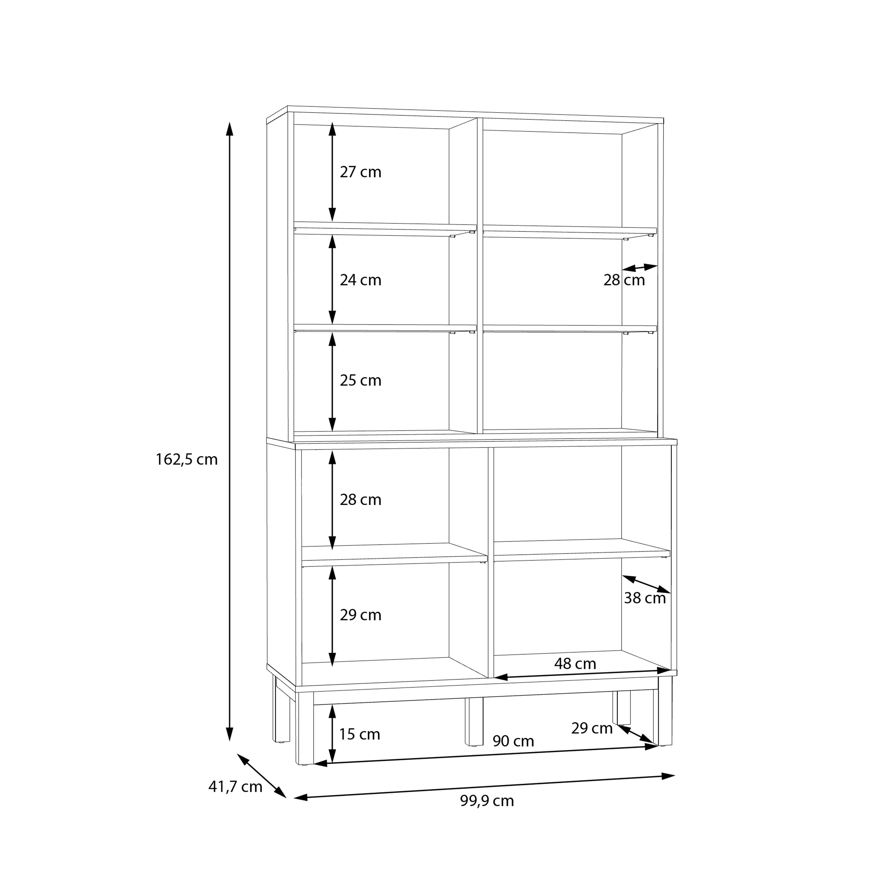 Wensley Display Cabinet with 2 Doors and 2 Glass Doors in Light Grey and Oak – FTG, view 8
