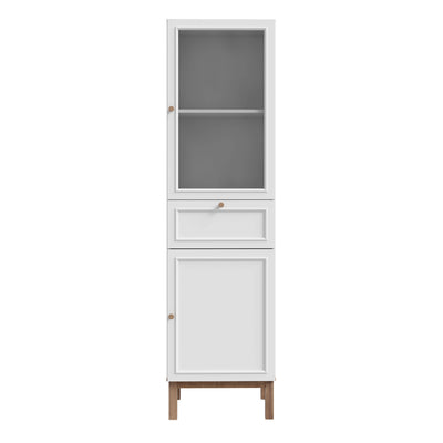 Wensley Display Cabinet with 1 Door 1 Drawer and  1 Glass Door in Light Grey and Oak – FTG, view 2