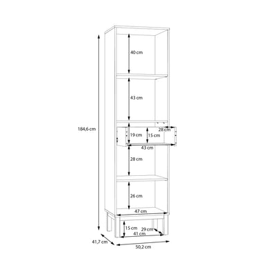 Wensley Display Cabinet with 1 Door 1 Drawer and  1 Glass Door in Light Grey and Oak – FTG, view 8