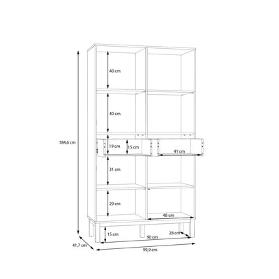 Wensley Display Cabinet with 2 Doors 2 Drawers and 2 Glass Doors in Light Grey and Oak inc LED Lighting – FTG, view 9