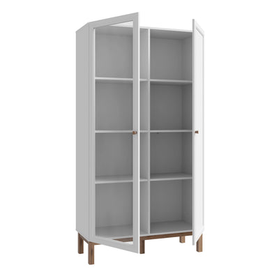 Wensley Display Cabinet with 1 Door and  1 Glass Door in Light Grey and Oak inc LED Lighting – FTG, view 3