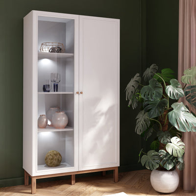 Wensley Display Cabinet with 1 Door and  1 Glass Door in Light Grey and Oak inc LED Lighting – FTG, view 7