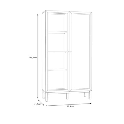 Wensley Display Cabinet with 1 Door and  1 Glass Door in Light Grey and Oak inc LED Lighting – FTG, view 9