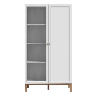 Wensley Display Cabinet with 1 Door and  1 Glass Door in Light Grey and Oak – FTG, view 2