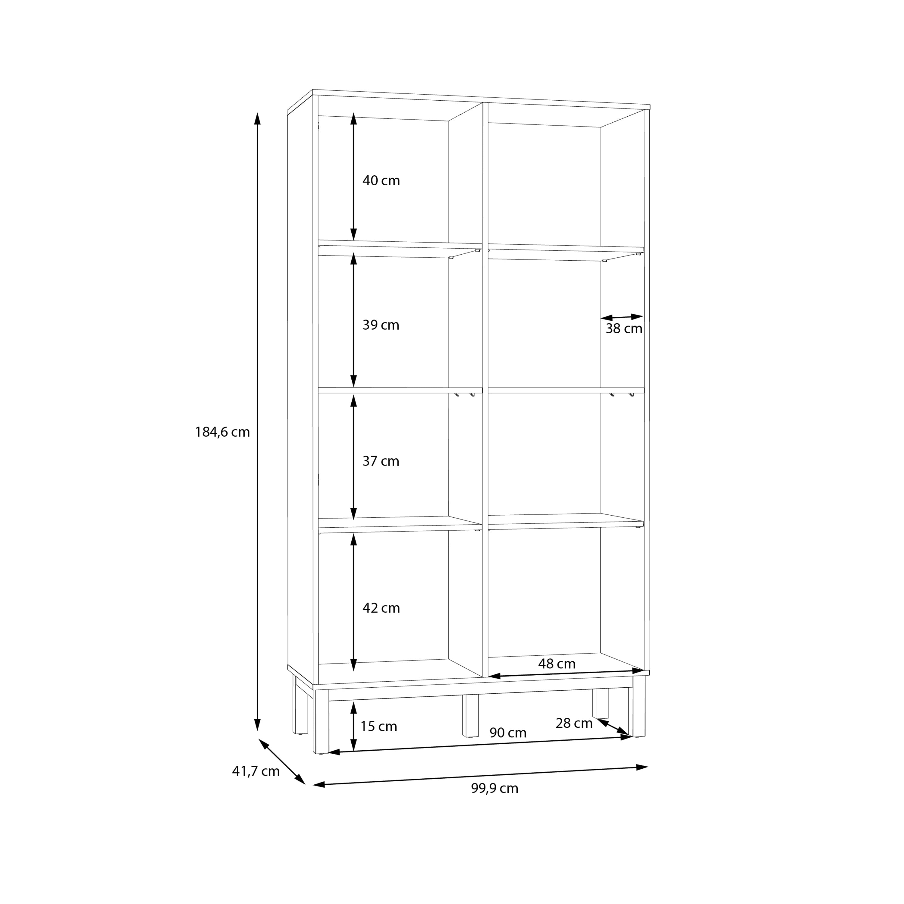 Wensley Display Cabinet with 1 Door and  1 Glass Door in Light Grey and Oak – FTG, view 8
