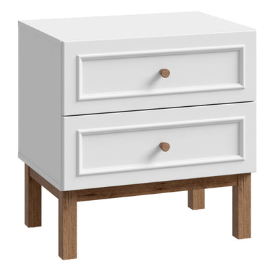 Wensley 2 Drawer Bedside Chest in Light Grey and Oak – FTG
