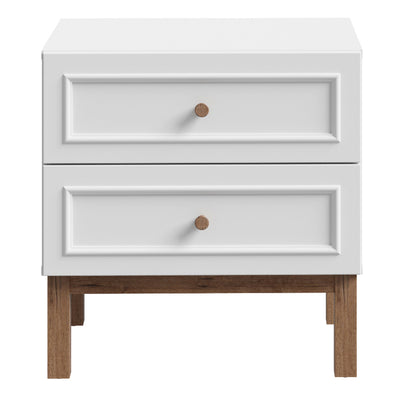 Wensley 2 Drawer Bedside Chest in Light Grey and Oak – FTG, view 2