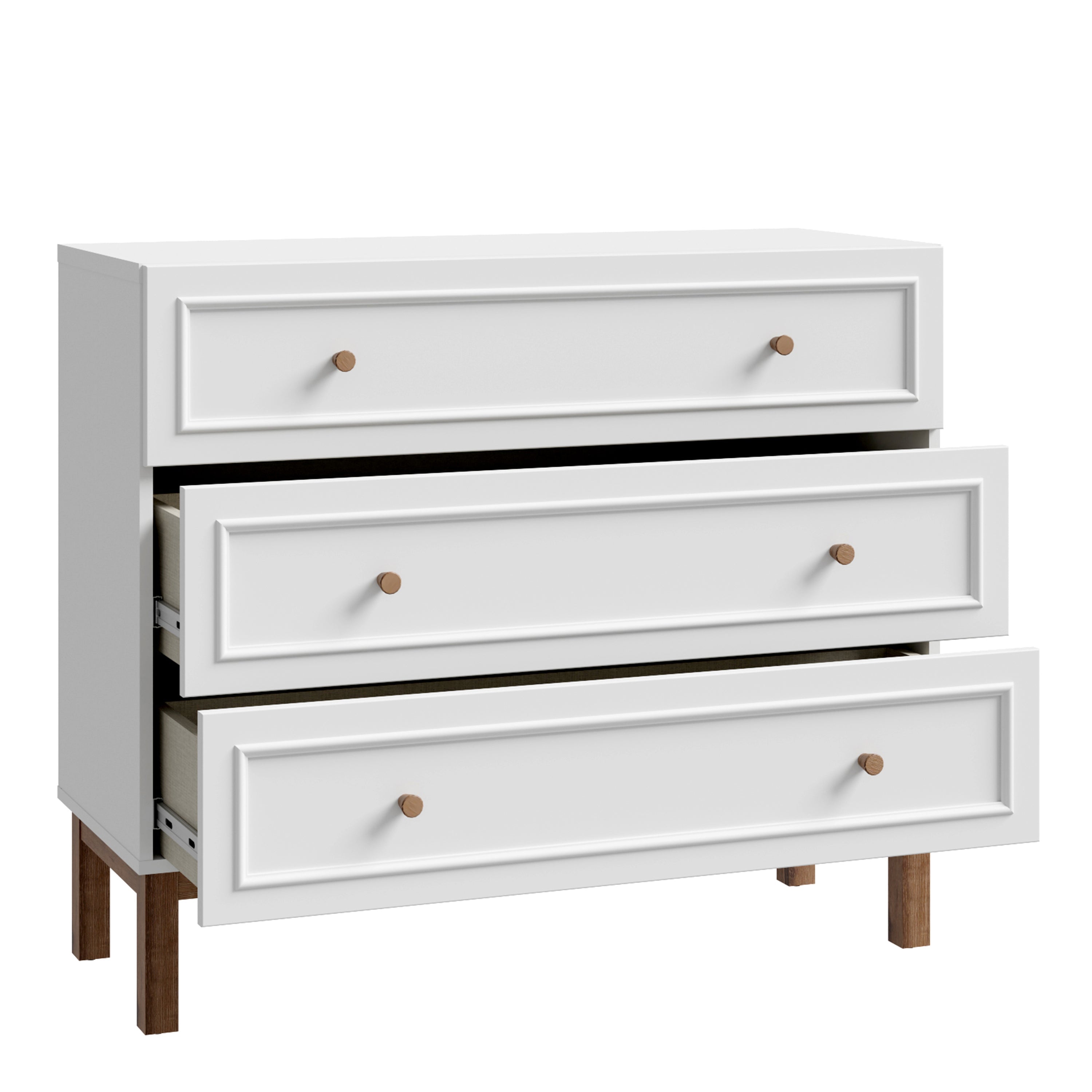 Wensley 3 Drawer Chest in Light Grey and Oak – FTG, view 3