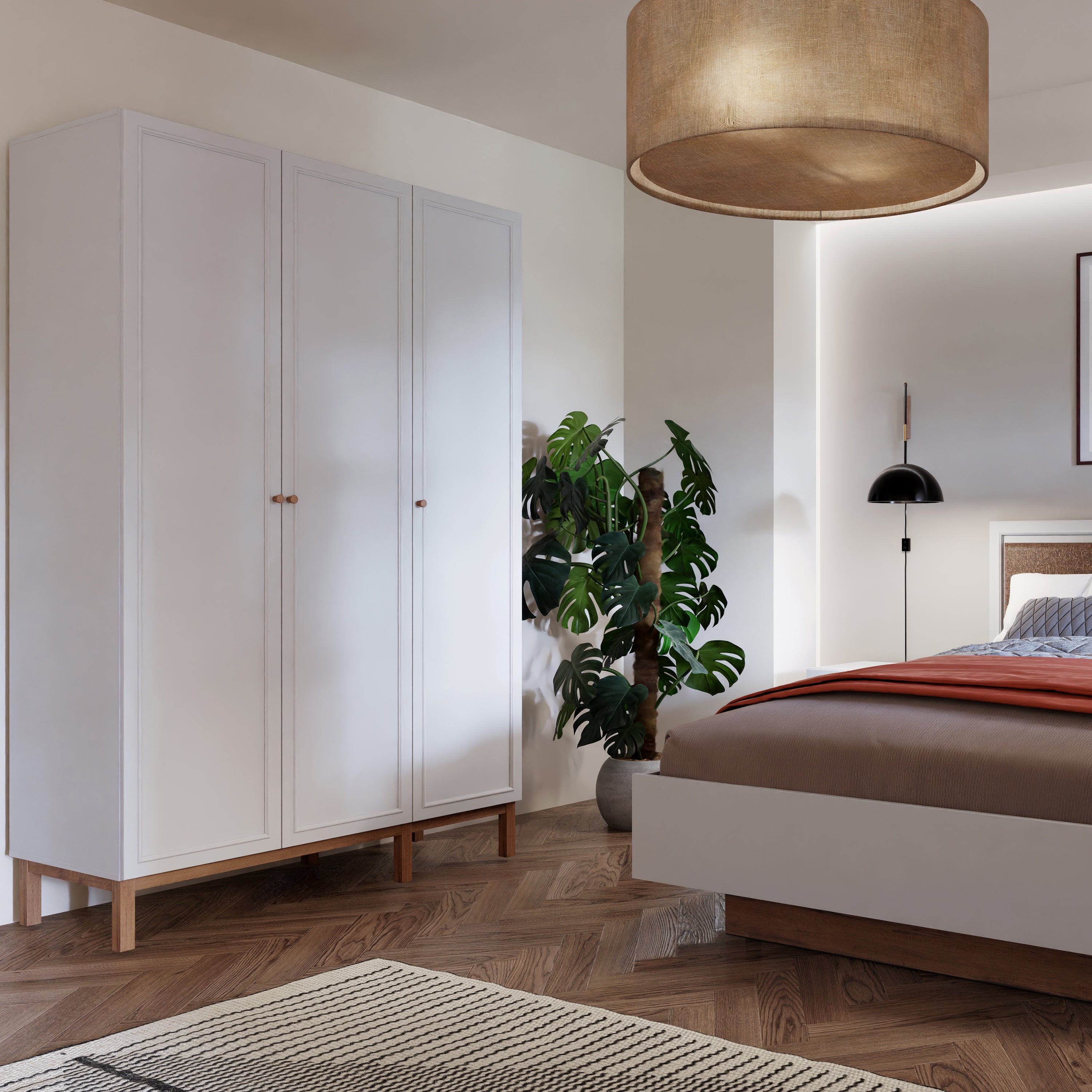 Wensley 3 Door Wardrobe in Light Grey and Oak – FTG, view 2