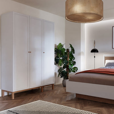 Wensley 3 Door Wardrobe in Light Grey and Oak – FTG, view 2