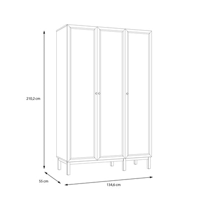 Wensley 3 Door Wardrobe in Light Grey and Oak – FTG, view 5