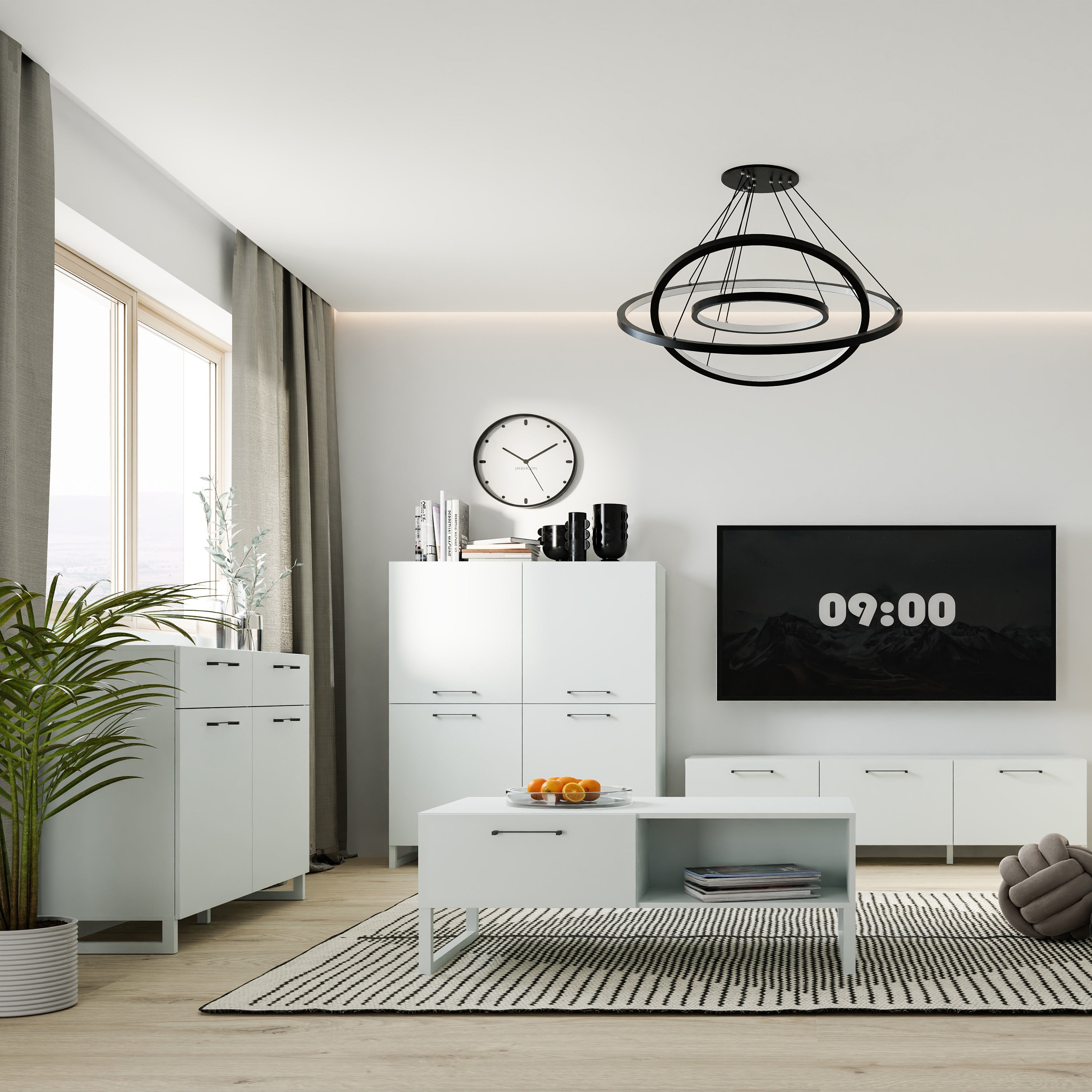 Sali 4 Door Highboard in Light Grey – FTG, view 5