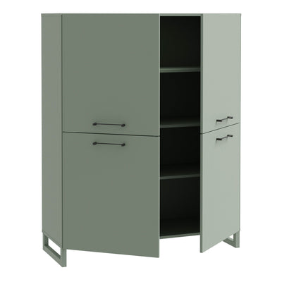 Sali 4 Door Highboard in Sage Green – FTG, view 3