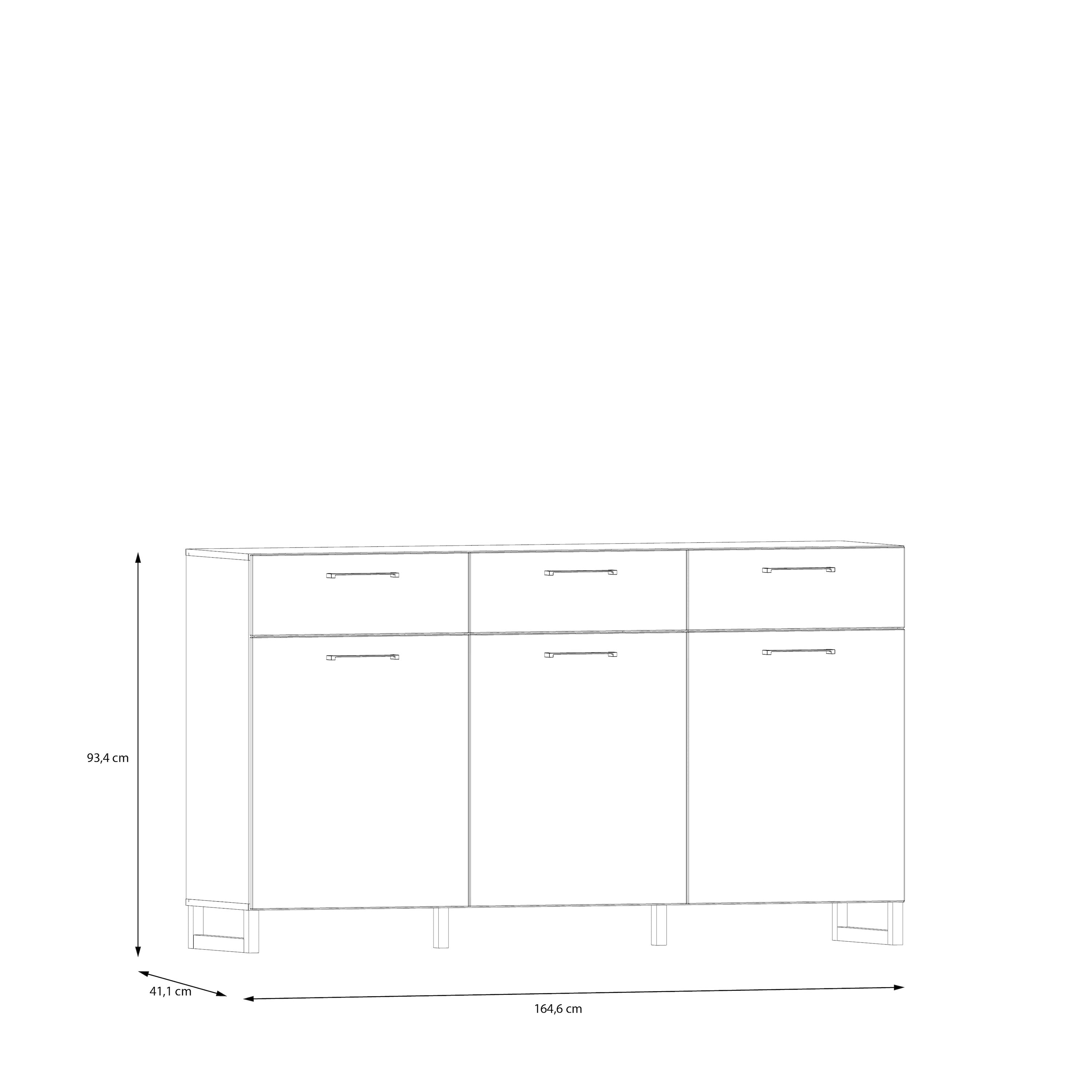 Sali 3 Door 3 Drawer Chest in Light Grey – FTG, view 8