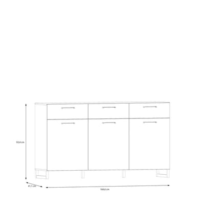 Sali 3 Door 3 Drawer Chest in Light Grey – FTG, view 8
