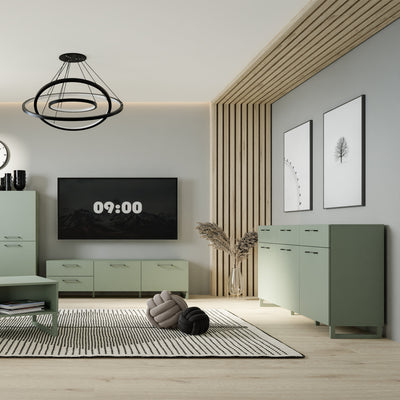 Sali 3 Door 3 Drawer Chest in Sage Green – FTG, view 5