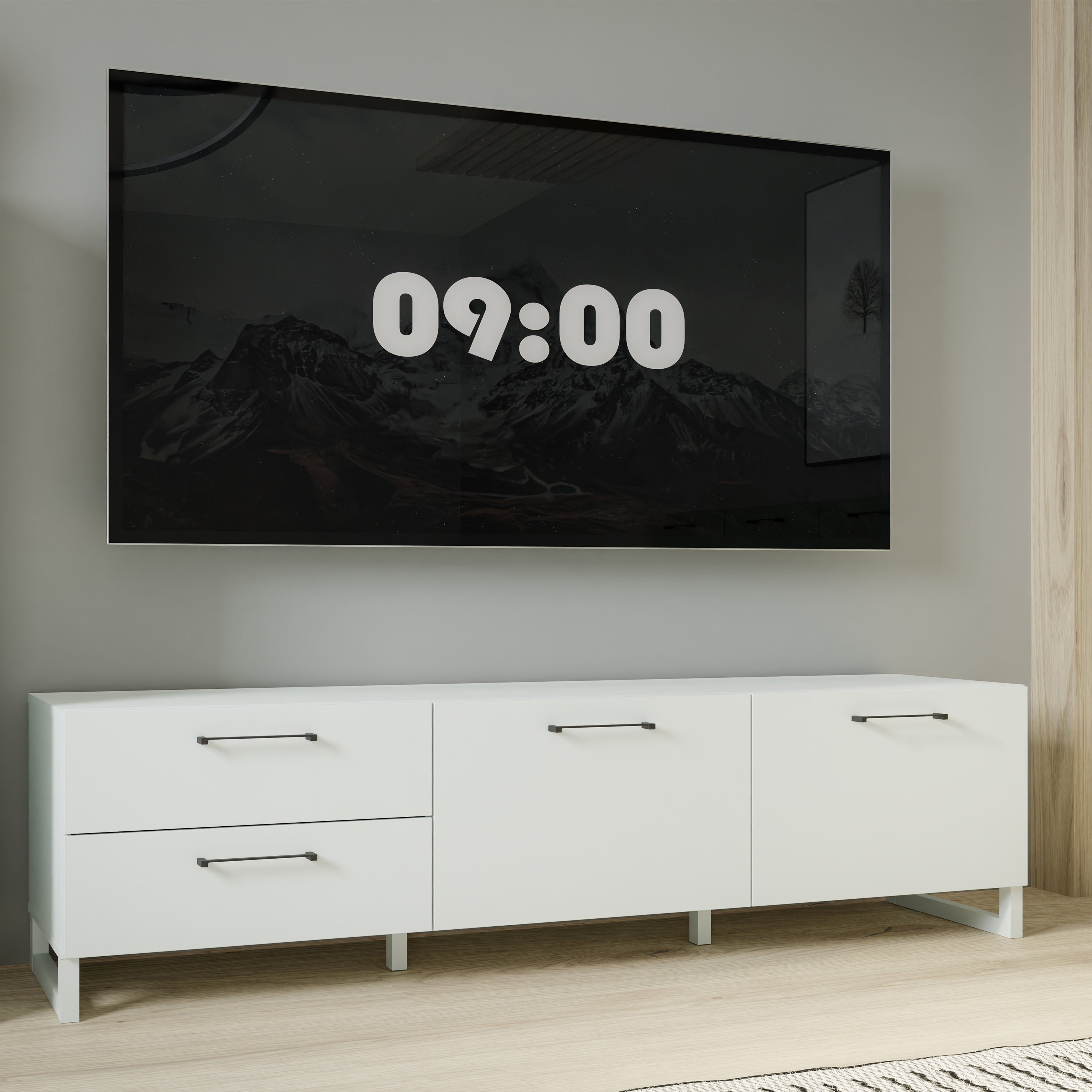 Sali 2 Door 2 Drawer TV Unit in Light Grey – FTG, view 6