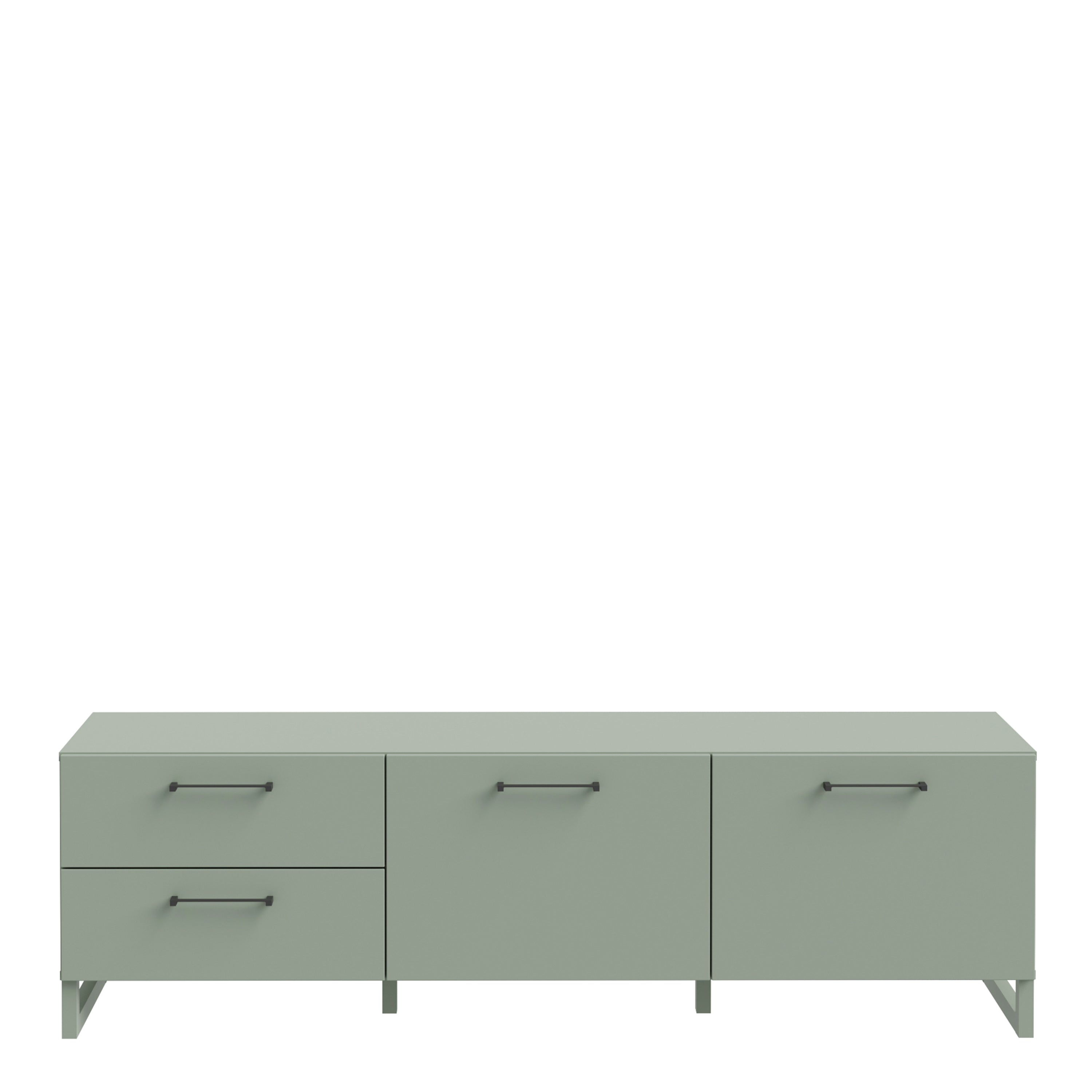 Sali 2 Door 2 Drawer TV Unit in Sage Green – FTG, view 2