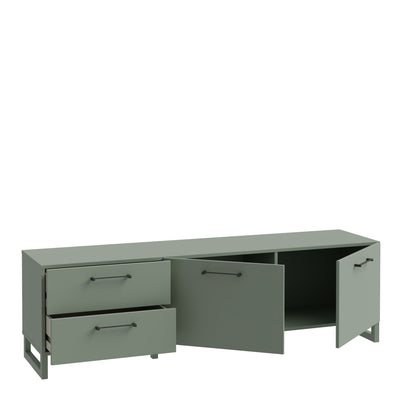 Sali 2 Door 2 Drawer TV Unit in Sage Green – FTG, view 3