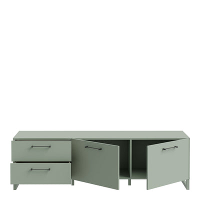 Sali 2 Door 2 Drawer TV Unit in Sage Green – FTG, view 4