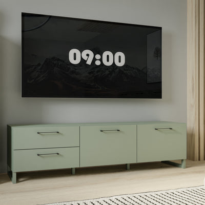 Sali 2 Door 2 Drawer TV Unit in Sage Green – FTG, view 6